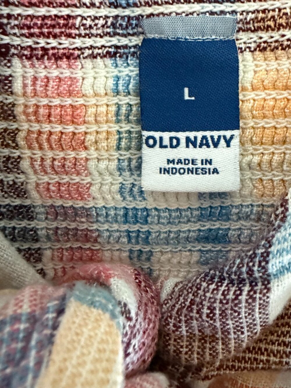Old Navy Plaid Tie-Front Linen Blend Mini Dress Smocked Back Size L - Picture 3 of 3